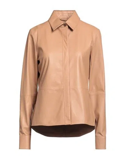 Arma Woman Jacket Tan Size 14 Lambskin In Brown