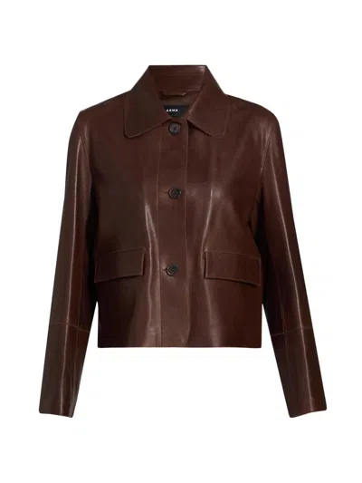 Arma Women's Fem Leather Cropped Jacket In Brown