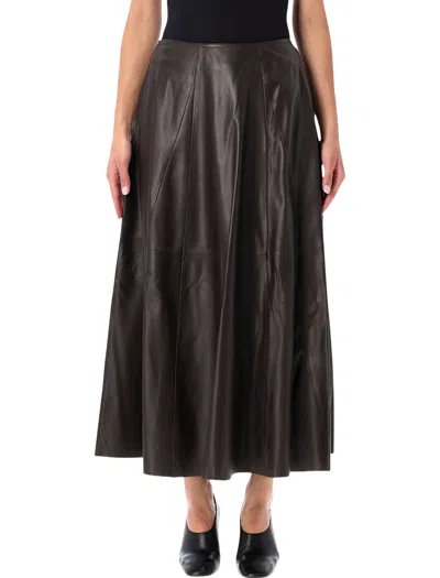Arma Women's Leather Pleated Maxi Skirt In Coffee Bean