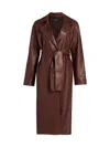 Arma Yava Wrap-front Leather Coat In Brown