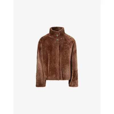 Arma Womens  Ariana Funnel-neck Shearling Jacket In Acorn