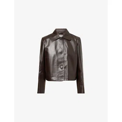 Arma Womens Emy Regular-fit Leather Jacket Coffee Bean