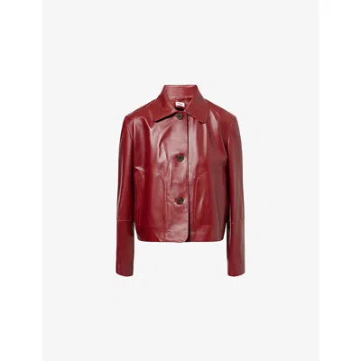 Arma Womens Emy Regular-fit Leather Jacket Saffran Red