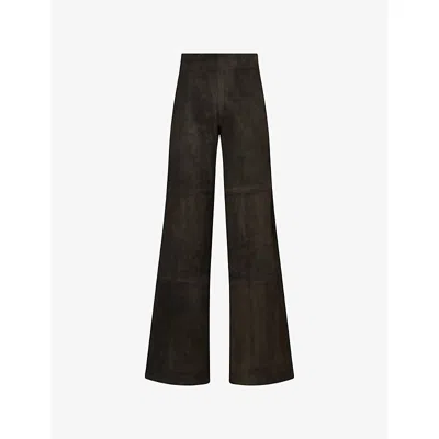 Arma Womens Karina Wide-leg Suede Trousers Iron