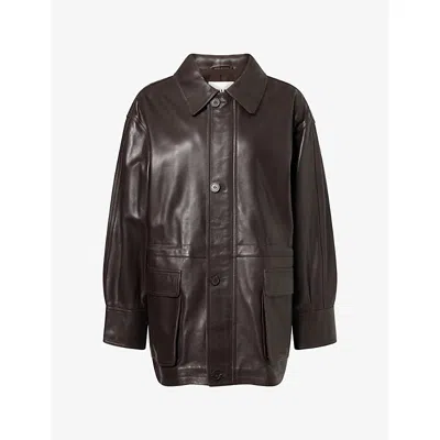 Arma Womens Maeve Leather Jacket Coffee Bean In Brown