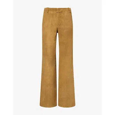 Arma Womens Marina Wide-leg Suede Trousers Dark Olive