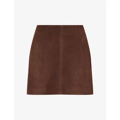 Arma Womens Melody Suede Leather Mini Skirt Mud Brown