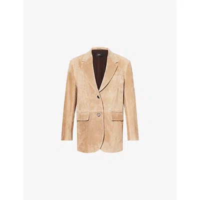 Arma Womens Mud Brown Benny Notch-lapels Suede Jacket