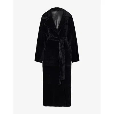 Arma Womens Rien Leather Shearling Coat Black