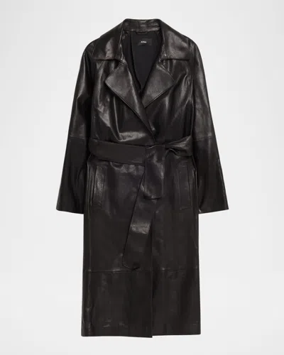 Arma Yava Wrap-front Leather Coat In Black
