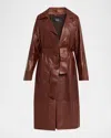 Arma Yava Wrap-front Leather Coat In Brown