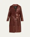 Arma Yava Wrap-front Leather Coat In Brown