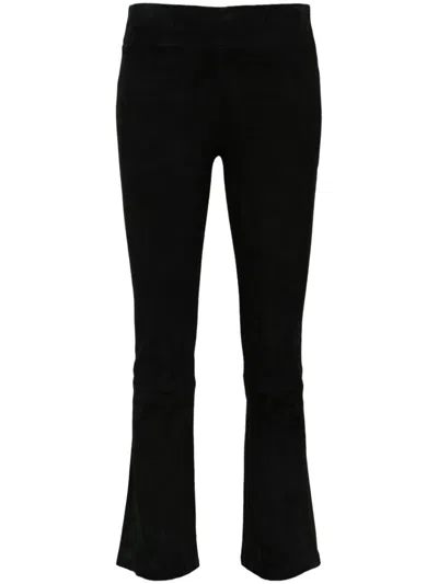 Arma Flared Leather Trousers In Black