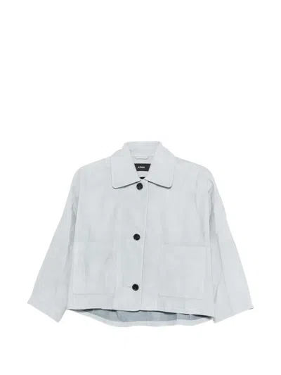 Arma Zhou Patch-pocket Leather Jacket In Blue