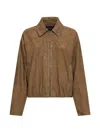 Arma Zip Leather Coat In Brown