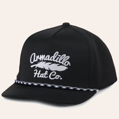 Armadillo Amarillo Hat Co. Dark Fader Black With White Stitched Logo Rope Accent Snapback Cap