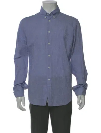 Pre-owned Armand Basi Plaid Print Long Sleeve Dress Shirt In Blue