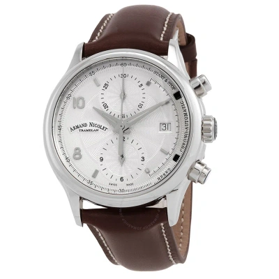 Armand Nicolet M02-4 Chronograph Automatic Silver Dial Men's Watch A844aaa-ag-p140mr2 In Brown / Silver
