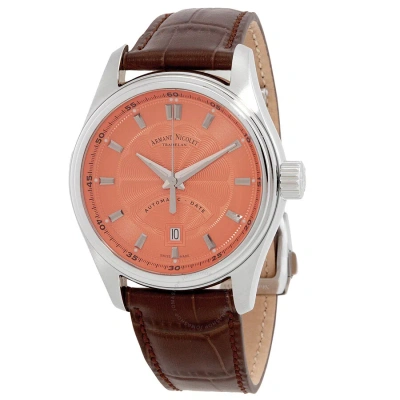 Armand Nicolet Mh2 Automatic Men's Watch A640a-sm-p840mr2 In Brown / Salmon