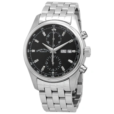 Armand Nicolet Mh2 Chronograph Automatic Black Dial Men's Watch A647a-nr-ma2640a In Metallic