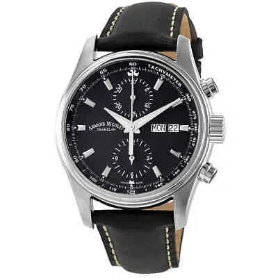 Pre-owned Armand Nicolet Mh2 Chronograph Automatic Black Dial Men's Watch A647a-nr-p140nr2