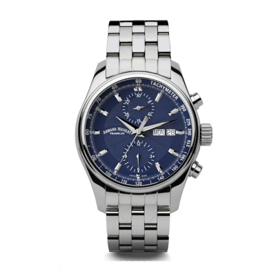 Armand Nicolet Mh2 Chronograph Automatic Blue Dial Men's Watch A647a-bu-ma2640a In Black