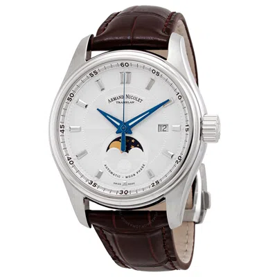 Armand Nicolet Mh2 Moonphase Automatic Silver Dial Men's Watch A640l-ag-p840mr2 In Brown