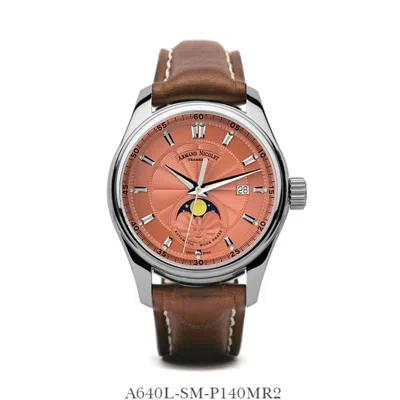 Armand Nicolet Mh2 Orange Dial Men's Watch A640l-sm-p140mr2 In Brown / Orange / Salmon
