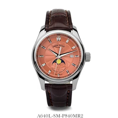 Armand Nicolet Mh2 Orange Dial Men's Watch A640l-sm-p840mr2 In Brown / Dark / Orange / Salmon