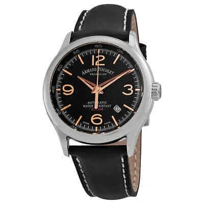 Pre-owned Armand Nicolet Mha Automatic Black Dial Men's Watch A840haa-ns-p140nr2