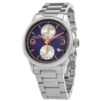 Armand Nicolet Mha Chronograph Automatic Blue Dial Men's Watch A844haa-bs-m2850a In Metallic