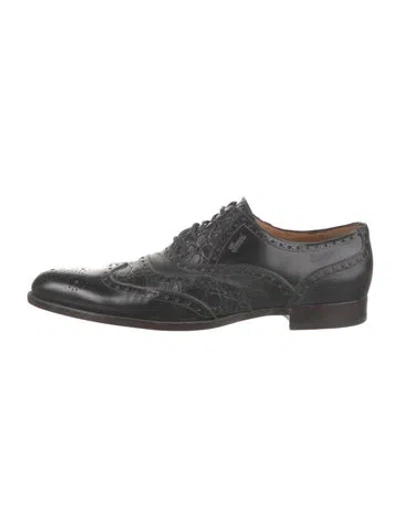 Pre-owned Armando Cabral Leather Animal Print Brogues In Black