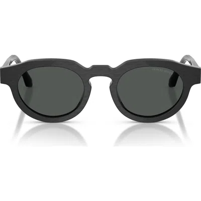 Armani Collezioni Armani 47mm Round Sunglasses In Black