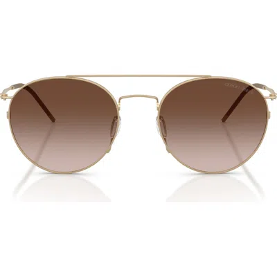 Armani Collezioni Armani 53mm Round Sunglasses In Matte Gold/gradient Brown