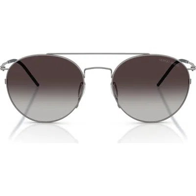 Armani Collezioni Armani 53mm Round Sunglasses In Matte Gunmetal/grey Gradient