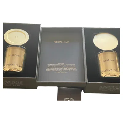 Pre-owned Armani Collezioni Armani Casa Pair Gold Leaf Candles In Gray