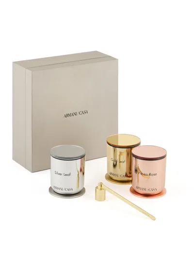 Armani Collezioni Armani Casa Pegaso 3 Candles Set In Gold