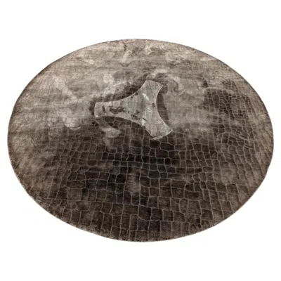 Pre-owned Armani Collezioni Armani Casa Tutankhamen Designer Circular Silk And Wool Rug By Giorgio Armani In Gray