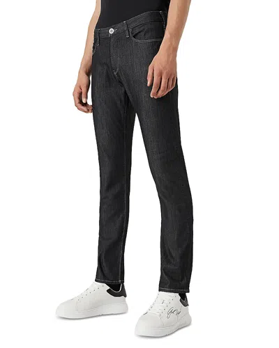 Armani Collezioni Emporio Armani Slim Fit Jeans In Solid Dark In Blue