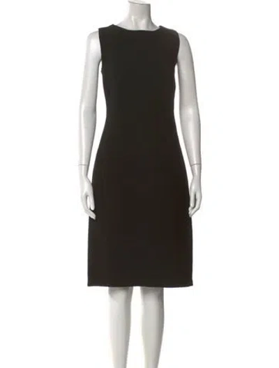 Pre-owned Armani Collezioni Bateau Neckline Knee-length Dress In Black