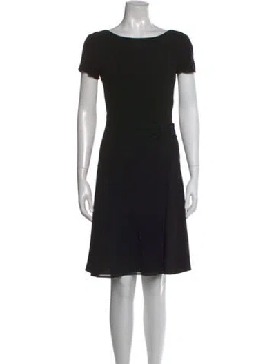 Pre-owned Armani Collezioni Bateau Neckline Knee-length Dress In Black