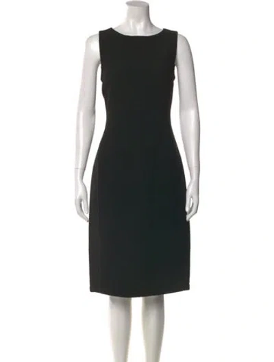 Pre-owned Armani Collezioni Bateau Neckline Midi Length Dress In Black