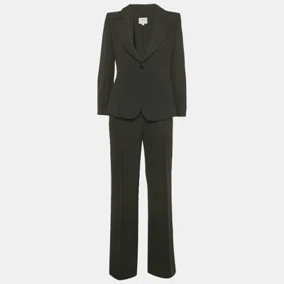 Pre-owned Armani Collezioni Black Crepe Flared Pants Suit M