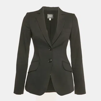 Pre-owned Armani Collezioni Black Gabardine Tailor Fit Blazer S