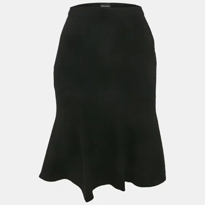 Armani Collezioni Black Silk Flared Knee-length Skirt