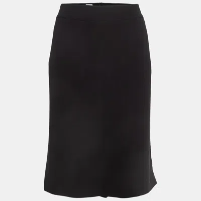 Armani Collezioni Black Silk Formal Pencil Skirt Xl In Multi