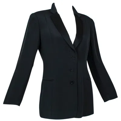 Pre-owned Armani Collezioni Black Silk “le Smoking” Tuxedo Blazer Jacket - Us 6, 2001