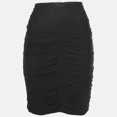 Pre-owned Armani Collezioni Black Silk Ruched Mini Skirt M