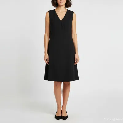 Pre-owned Armani Collezioni Black Textured Stretch Crepe Sleeveless Dress L