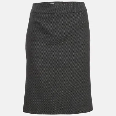 Pre-owned Armani Collezioni Black Textured Wool Blend Pencil Skirt L